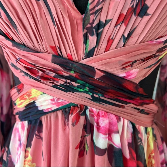 Mac Duggal 67946 Floral Long Sleeve Cut Out Chiffon Maxi Formal Dress Size 4 - Picture 8 of 16